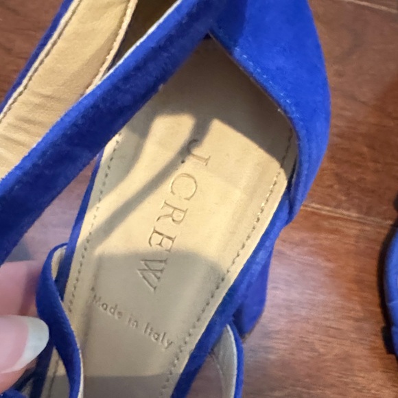 J. Crew Royal electric Blue suede like  Strappy Heels women’s size 9 - Picture 3 of 10